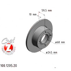 100.1205.20 Zimmermann Задний тормозной диск 245x10 на AUDI 90 B3 (893, 894, 8A2) с двигателем 2.3 E 20V 123 кВт (167 л.с.)