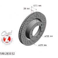 Спортивный передний тормозной диск с перфорацией 319х28 590283352 Otto Zimmermann Sport Z
