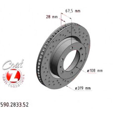 590.2833.52 Zimmermann Sport Z Спортивный передний тормозной диск с перфорацией 319x28 на TOYOTA FORTUNER (_N5_, _N6_) с двигателем 2.7 4WD (TGN51_)