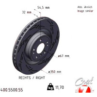Спортивный передний правый тормозной диск с насечками 350х32 400550055 Otto Zimmermann Black Z