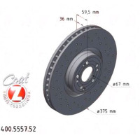 400.5557.52 Zimmermann Sport Z Спортивный передний тормозной диск с перфорацией 375x36 на MERCEDES-BENZ GLS (X167) с двигателем 450 EQ Boost 4-matic (167.959)