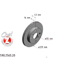 590.2565.20 Zimmermann Передний тормозной диск 229x16 на TOYOTA STARLET (_P8_) с двигателем 1.3 12V (EP81_, EP81R)