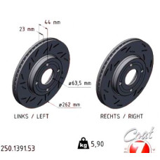 250.1391.53 Zimmermann Black Z Спортивный передний тормозной диск с насечками 262x23 на FORD FIESTA VII Van с двигателем 1.5 TDCi 63 кВт (86 л.с.)