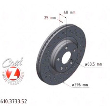 Спортивный передний тормозной диск с перфорацией 296х25 610373352 Otto Zimmermann Sport Z