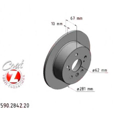 590.2842.20 Zimmermann Задній гальмівний диск 281x10 на TOYOTA CAMRY СЕДАН (_V4_) з двигуном 2.4 (ACV40)