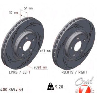 Спортивный передний тормозной диск с насечками 320х30 400369453 Otto Zimmermann Black Z