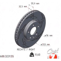 600.3231.55 Zimmermann Black Z Спортивный передний правый тормозной диск с насечками 333x32 на VW TRANSPORTER T5 АВТОБУС (7HB, 7HJ, 7EB, 7EJ, 7EF, 7EG, 7HF) с двигателем 1.9 TDI 75 кВт (102 л.с.)