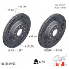 100.3309.53 Zimmermann Black Z Спортивный задний тормозной диск с насечками 310x22 на VW PASSAT (3G2, CB2) с двигателем 1.4 GTE Hybrid 160 кВт (218 л.с.)
