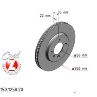 150.1258.20 Zimmermann Передний тормозной диск 260x22 на BMW Z1 Roadster с двигателем 2.5