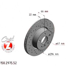 150.2975.52 Zimmermann Sport Z Спортивный передний тормозной диск с перфорацией 294x22 на BMW 2 КУПЕ (G42, G87) с двигателем 218 i