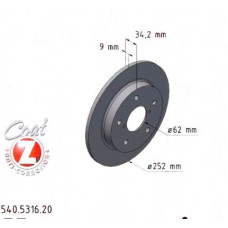 540.5316.20 Zimmermann Задний тормозной диск 252x9 на SUZUKI SWIFT V (AZ) с двигателем 1.4 Sport SHVS