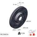 Спортивный передний левый тормозной диск с насечками 356х34 Zimmermann Black Z