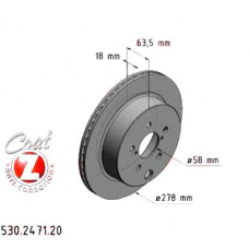 530.2471.20 Zimmermann Задний тормозной диск 278x18 на SUBARU FORESTER (SJ_) с двигателем 2.0 D AWD (SJD)