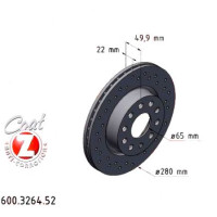 600.3264.52 Zimmermann Sport Z Спортивный передний тормозной диск с перфорацией 280x22 на VW JETTA IV (162, 163, AV3, AV2) с двигателем 1.4 TSI Hybrid 125 кВт (170 л.с.)