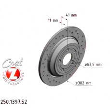 250.1397.52 Zimmermann Sport Z Спортивный задний тормозной диск с перфорацией 302x11 на FORD KUGA III (DFK) с двигателем 2.5 Duratec PHEV
