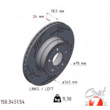 Спортивный задний левый тормозной диск с насечками 345х24 150345154 Otto Zimmermann Black Z