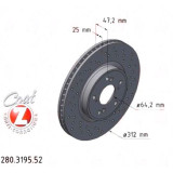 Спортивный передний тормозной диск с перфорацией 312х25 280319552 Otto Zimmermann Sport Z