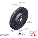 Спортивный передний правый тормозной диск с насечками 322х32 400366455 Otto Zimmermann Black Z