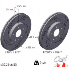 430.2646.53 Zimmermann Black Z Спортивный передний тормозной диск с насечками 321x28 на BUICK SGM REGAL III (EG7) с двигателем 20T