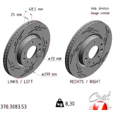 370.3083.53 Zimmermann Black Z Спортивный передний тормозной диск с насечками 299x25 на MAZDA 6 УНИВЕРСАЛ (GH) с двигателем 2.2 MZR-CD (GH10) 136 кВт (185 л.с.)