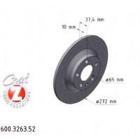600.3263.52 Zimmermann Sport Z Спортивный задний тормозной диск с перфорацией 272x10 на VW POLO (AW1, BZ1) с двигателем 1.0 48 кВт (65 л.с.)