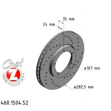 460.1504.52 Zimmermann Sport Z Спортивный передний тормозной диск с перфорацией 282x24 на PORSCHE 911 КАБРИОЛЕТ с двигателем 3.2 Carrera Speedster 160 кВт (218 л.с.)