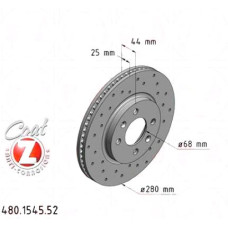 480.1545.52 Zimmermann Sport Z Спортивный передний тормозной диск с перфорацией 280x25 на SAAB 9000 с двигателем 2.3 -16 CD