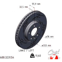600.3231.54 Zimmermann Black Z Спортивный передний левый тормозной диск с насечками 333x32 на VW TRANSPORTER T5 Kasten (7HA, 7HH, 7EA, 7EH) с двигателем 2.0 TDI 103 кВт (140 л.с.)