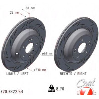 320.3822.53 Zimmermann Black Z Спортивный задний тормозной диск с насечками 330x22 на HYUNDAI GENESIS G70 (IK) с двигателем 2.0 T-GDi 185 кВт (252 л.с.)