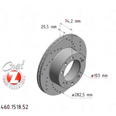 Спортивный передний тормозной диск с перфорацией 282х20 460151852 Otto Zimmermann Sport Z