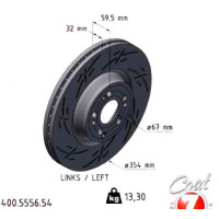 Спортивный передний левый тормозной диск с насечками 354х32 400555654 Otto Zimmermann Black Z