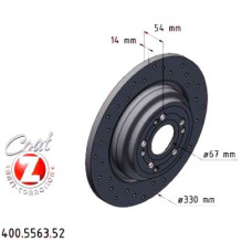 400.5563.52 Zimmermann Sport Z Спортивный задний тормозной диск с перфорацией 330x14 на MERCEDES-BENZ GLE Coupe (C167) с двигателем GLE 350 d 4-matic (167.321) 200 кВт (272 л.с.)