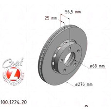 100.1224.20 Zimmermann Передний тормозной диск 276x25 на AUDI 80 B4 СЕДАН (8C2) с двигателем S2 quattro