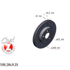 590.2849.20 Zimmermann Передний тормозной диск 260x22 на TOYOTA YARIS (_P21_, _PA1_, _PH1_) с двигателем 1.0 (KSP210)