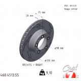 Спортивный задний правый тормозной диск с насечками 330х28 460451355 Otto Zimmermann Black Z