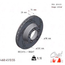 460.4513.55 Zimmermann Black Z Спортивный задний правый тормозной диск с насечками 330x28 на PORSCHE 911 КАБРИОЛЕТ (992) с двигателем 3.0 Carrera 4 (992610)