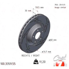 100.3359.55 Zimmermann Black Z Спортивный передний правый тормозной диск с насечками 345x30 на AUDI A6 Allroad (4GH, 4GJ, C7) с двигателем 3.0 TDI quattro 160 кВт (218 л.с.)