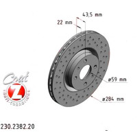 230.2382.20 Zimmermann Передний тормозной диск 284x22 на FIAT ABARTH 500C / 595C / 695C с двигателем 1.4 (312.AXZ1A)