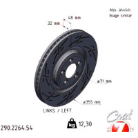290.2264.54 Zimmermann Black Z Спортивный передний левый тормозной диск с насечками 355x32 на JAGUAR XF (X250) с двигателем 2.2 D 147 кВт (200 л.с.)
