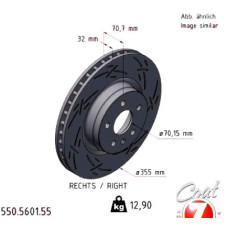 550.5601.55 Zimmermann Black Z Спортивный передний правый тормозной диск с насечками 355x32 на TESLA MODEL S (5YJS) с двигателем 60 285 кВт (388 л.с.)