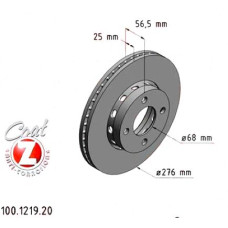 100.1219.20 Zimmermann Передний тормозной диск 276x25 на AUDI COUPE B3 (89, 8B3) с двигателем 2.0 20 V quattro