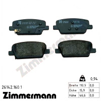 261421601 Zimmermann Задние тормозные колодки 