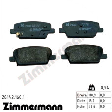 261421601 Zimmermann Задние тормозные колодки 