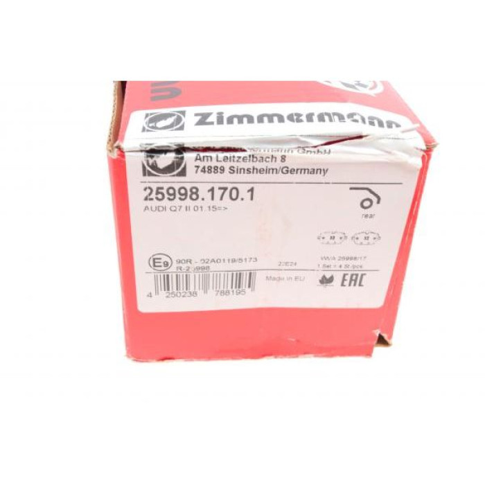 259981701 Zimmermann Задние тормозные колодки (для системы TRW) 259981701 Zimmermann Задние тормозные колодки (для системы TRW)
