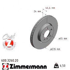 600326020 Zimmermann Coat Z Передний тормозной диск 276x24