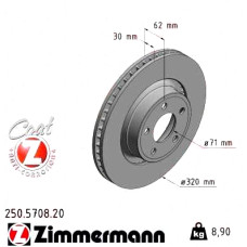 250570820 Zimmermann Coat Z Передний тормозной диск 320x30