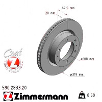 590283320 Zimmermann Coat Z Передний тормозной диск 319x28