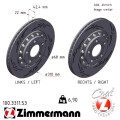 Zimmermann Black Z Спортивный задний левый тормозной диск с насечками 310x22