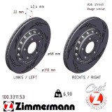 100331153 Zimmermann Black Z Спортивный задний левый тормозной диск с насечками 310x22