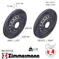 100331153 Zimmermann Black Z Спортивный задний левый тормозной диск с насечками 310x22